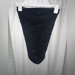 AFRM Black Ruched Sparkle Tube Top